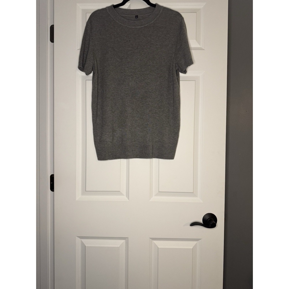 Arach And Cloz Short Sleeve Sweater Wool Blend Gray Xl
